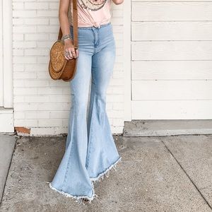 Light wash bell bottoms
